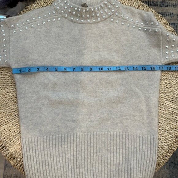 Autumn Cashmere women's light gray mock neck sweater with silver grommets, XS - Picture 9 of 9